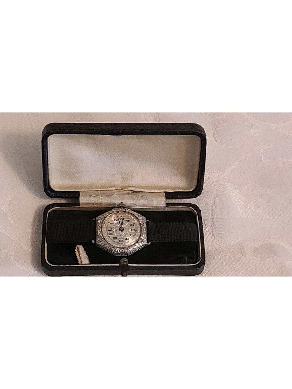 Antique Art Deco CICO Sterling Silver Engraved Octagon Lady's Swiss Watch